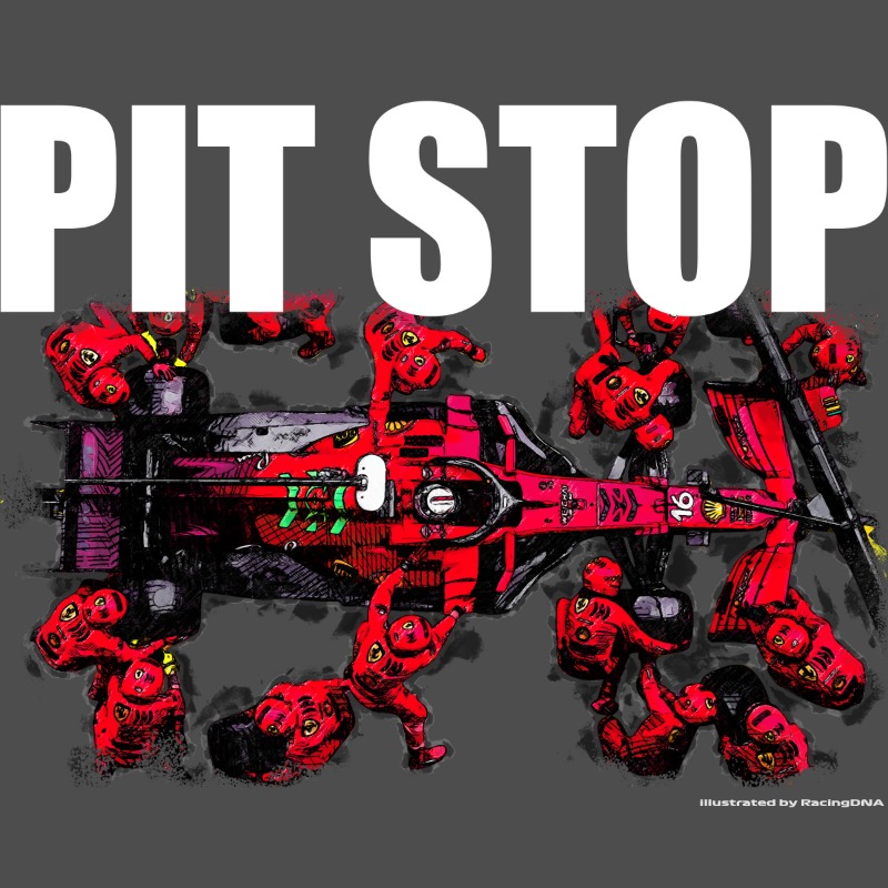 레이싱디엔에이 2021 에프원 페라리 PIT STOP 레이싱 그래픽 라운드 반팔 오버핏 티셔츠