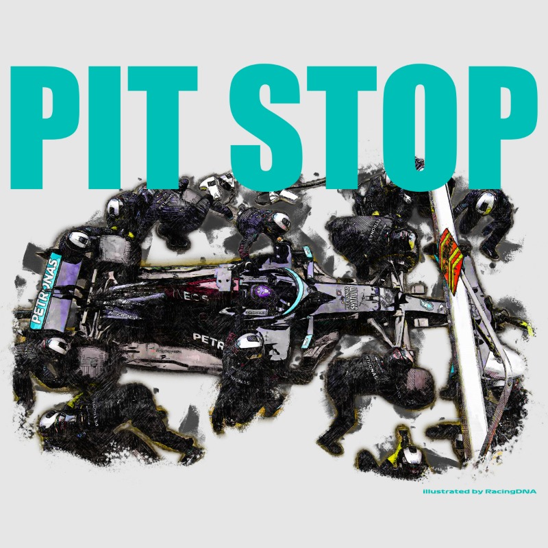 레이싱디엔에이 2021 에프원 메르세데스 벤츠 AMG PIT STOP 레이싱 그래픽 라운드 반팔 오버핏 티셔츠