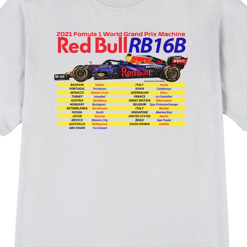RacingDNA 2021 에프원 레드불 머신 레이싱 그래픽 라운드 반팔 오버핏 티셔츠