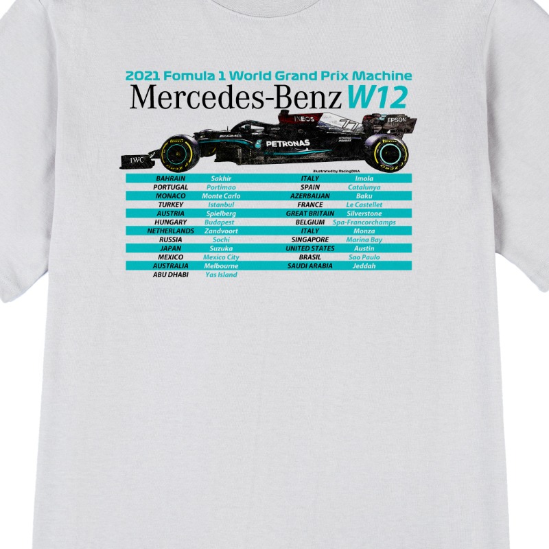 RacingDNA 2021 에프원 메르세데스 벤츠 AMG 머신 레이싱 그래픽 라운드 반팔 오버핏 티셔츠