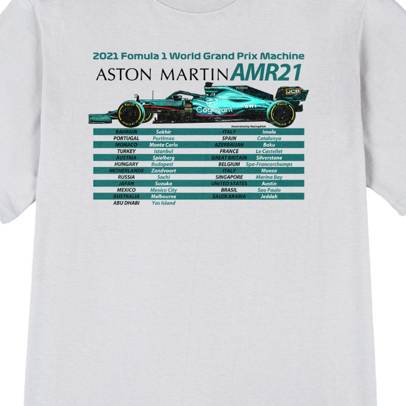 RacingDNA 2021 에프원 애스턴 마틴 머신 레이싱 그래픽 라운드 반팔 오버핏 티셔츠
